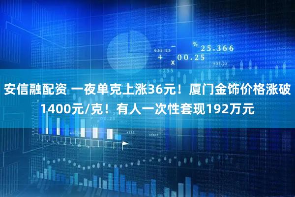安信融配资 一夜单克上涨36元！厦门金饰价格涨破1400元/克！有人一次性套现192万元