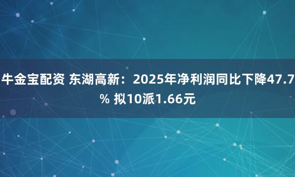 牛金宝配资 东湖高新：2025年净利润同比下降47.7% 拟10派1.66元